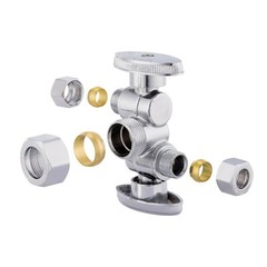 EFIELD 10PCS 1/4 Turn Dual Shut Off Compression Valve, 1/2″NOM(5/8″x3/8″x3/8″)