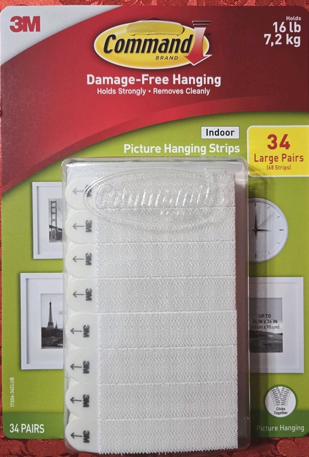 3M Command Picture Hanging Strips 34 Pairs 68 Large Strips Hold 16 lbs NewSealed gallery