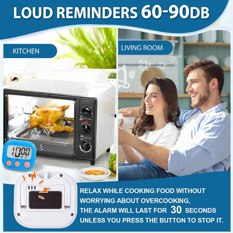 12 Pack Digital Kitchen Timers Large LCD Magnetic Countdown Timers with Alarm gallery