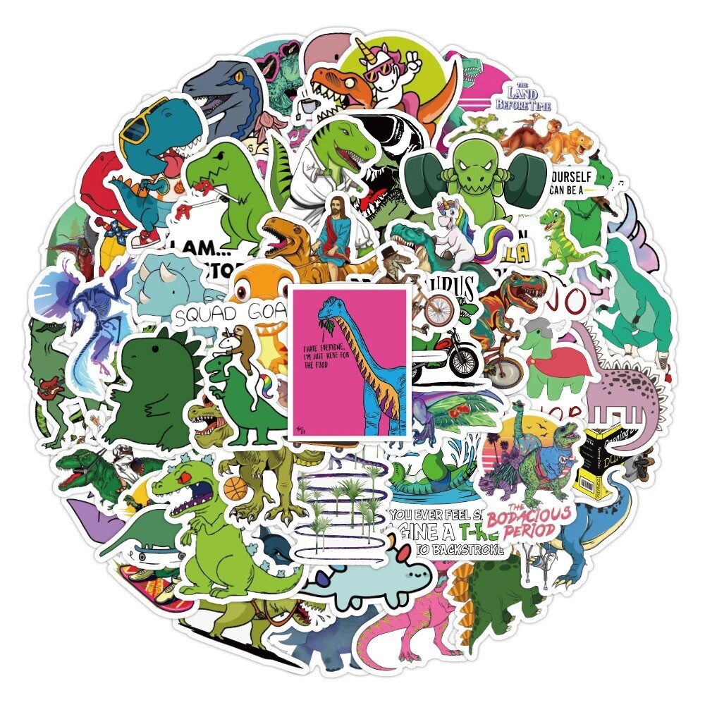 10 Random Cartoon Dinosaur Stickers Animal Decals Laptop Car Yeti Free Shipping gallery