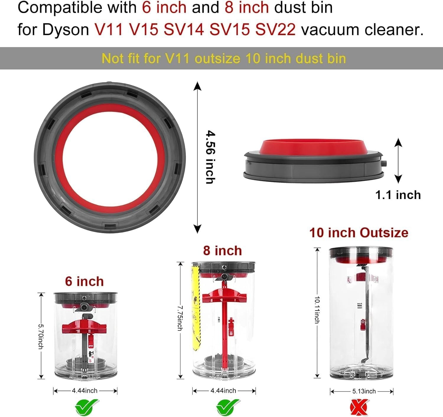 Dust Bin Top Fixed Sealing Ring For Dyson V11 SV14 SV15 Vacuum Cleaner Universal gallery