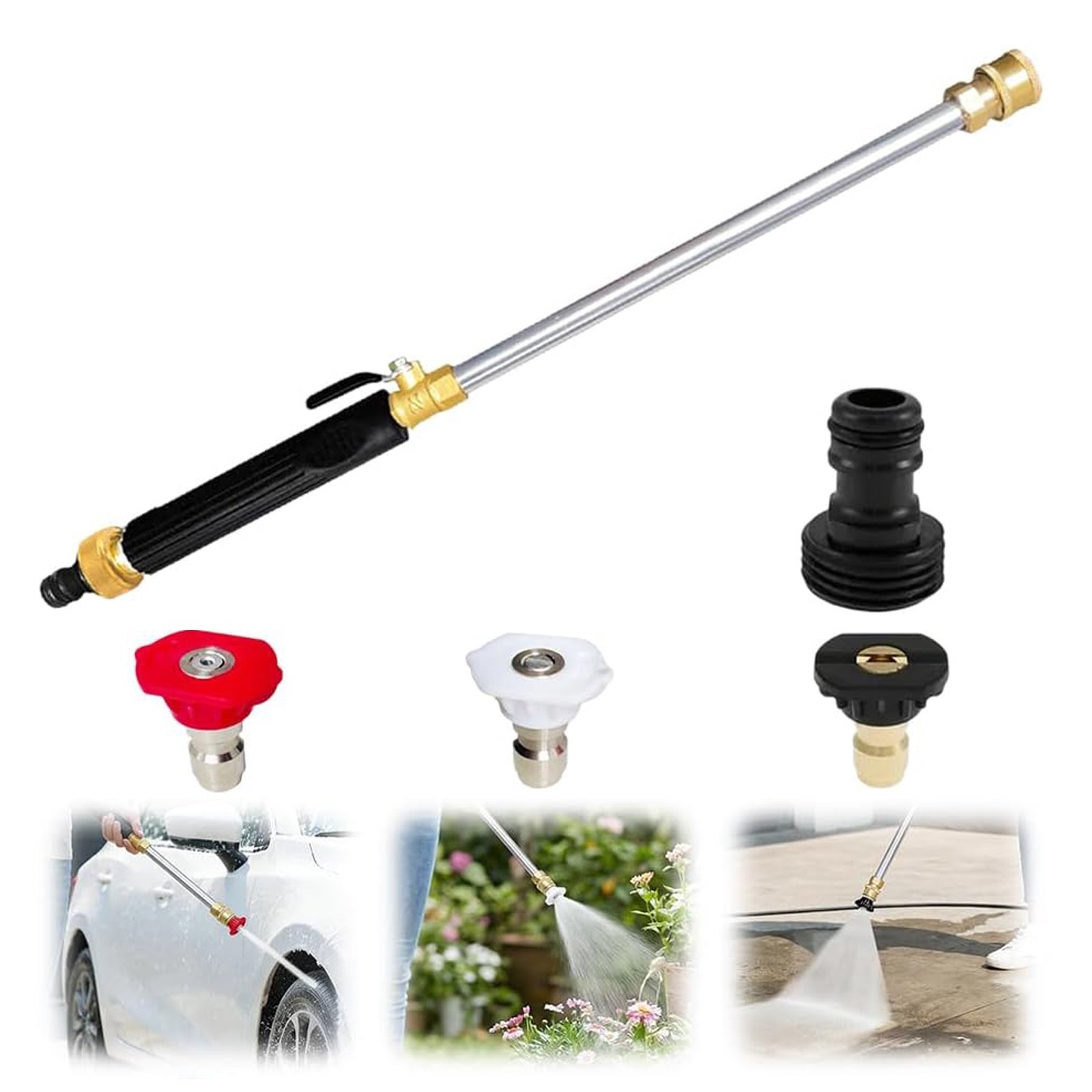 Jet Nozzle Power Washer for Garden Hose with 3 high-pressure nozzles gallery