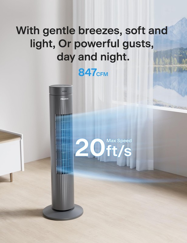 PELONIS 30Inch Oscillating Tower Fan for Bedroom – 3 Speed, 37dB Quiet Tower ... gallery