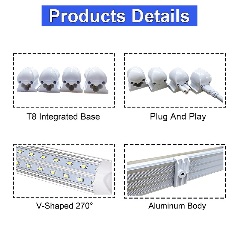 25 Pack 5 Ft 60 Inch T8 Integrated LED Tube Light Bulb 6500K 5FT LED Shop Lights gallery