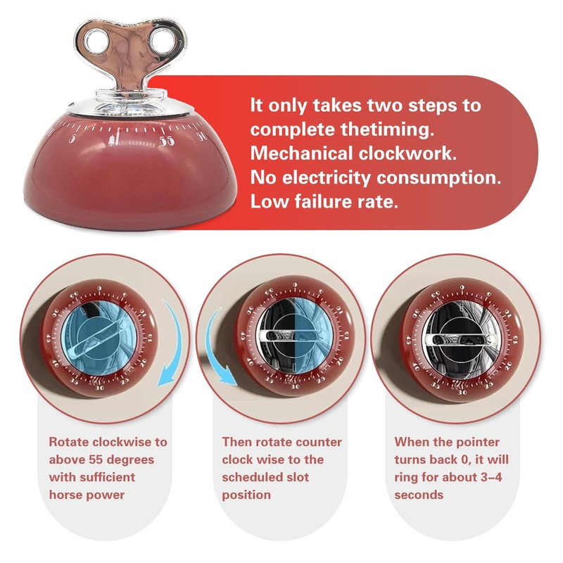 Mechanical Kitchen Timer Wind up Retro Manual Countdown Clock gallery