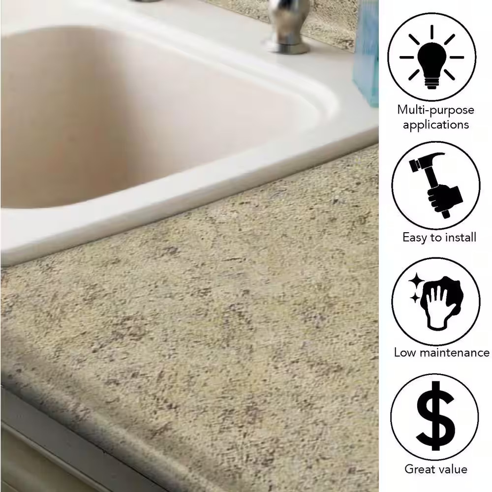 Laminate Endcap Kit for Countertop with Integrated Backsplash in Golden Juparana gallery