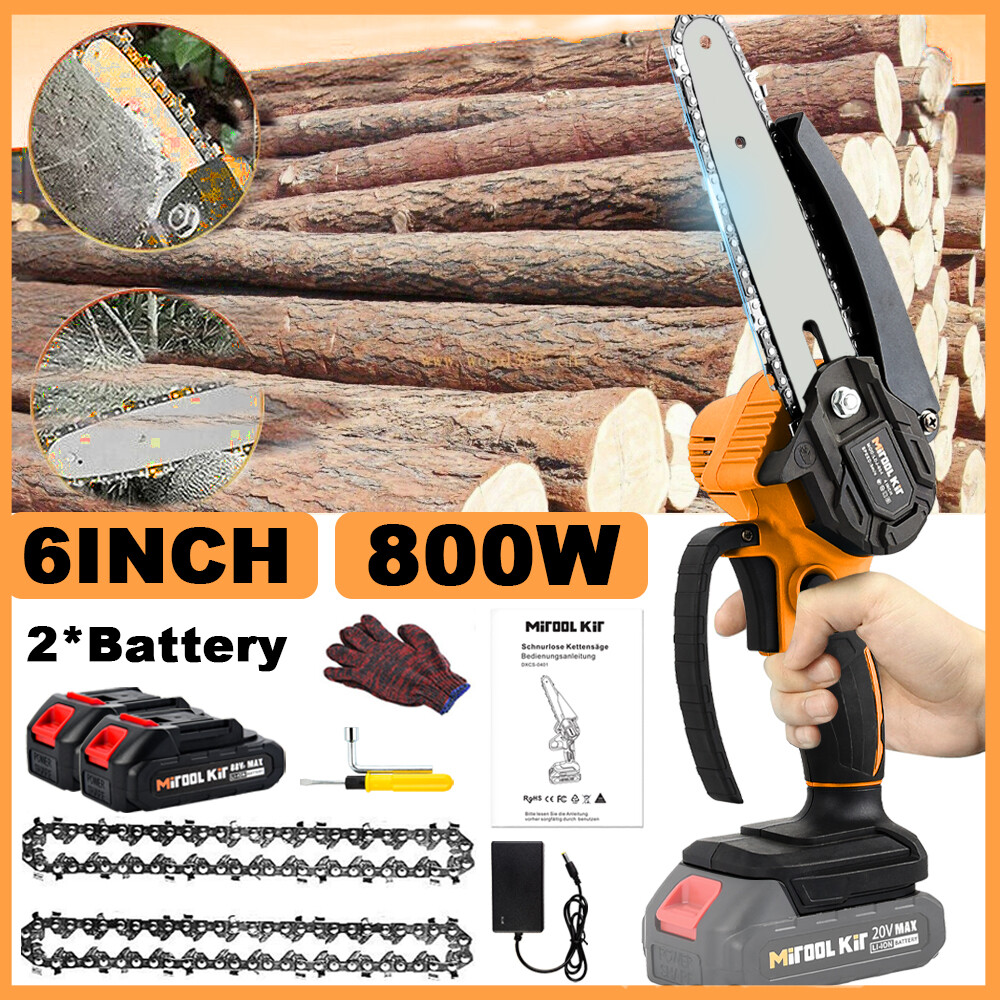 6" Mini Chainsaw Cordless Portable Small Handheld Electric Chain Saw 2×Battery gallery