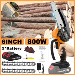 6″ Mini Chainsaw Cordless Portable Small Handheld Electric Chain Saw 2×Battery