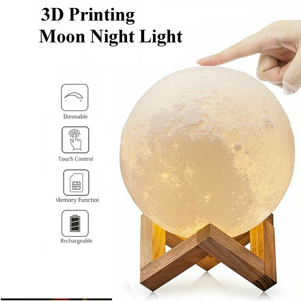 3D Printing Moon Galaxy Lamp Moonlight USB LED Night Light Touch Color Changing gallery