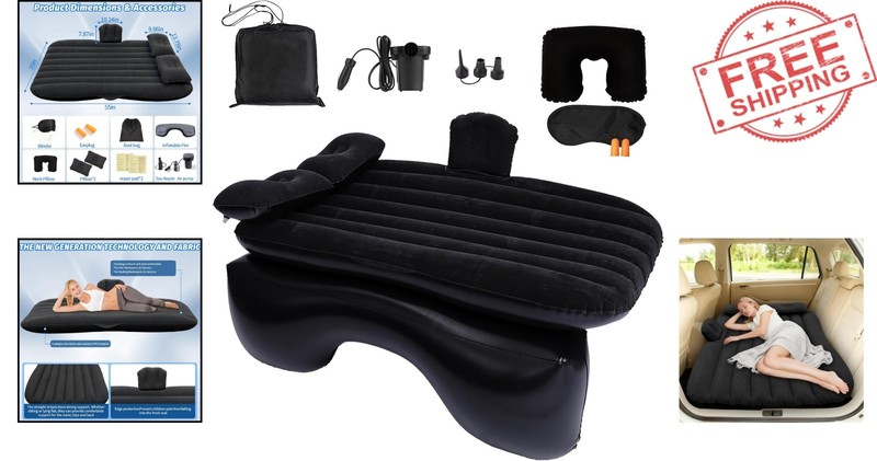 Portable Inflatable Back Seat Mattress with Accessories for Family Travel gallery