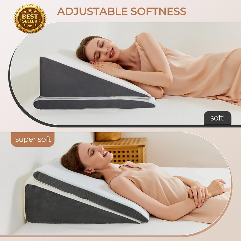 2 Pack Memory Foam Wedge Pillow Adjustable 10In Acid Reflux Back Pain GERD gallery