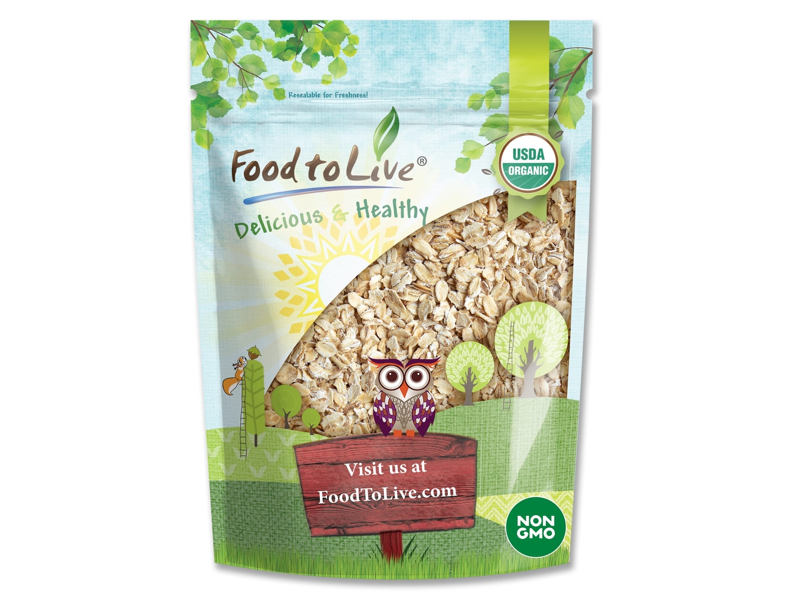 Organic Quick Cooking Rolled Oats – Non-GMO, 1 Minute Oatmeal, Uncooked, Vegan, gallery