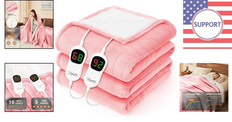 Energy-Efficient Electric Heated Blanket 84"x90" – Perfect for Napping & Reading gallery