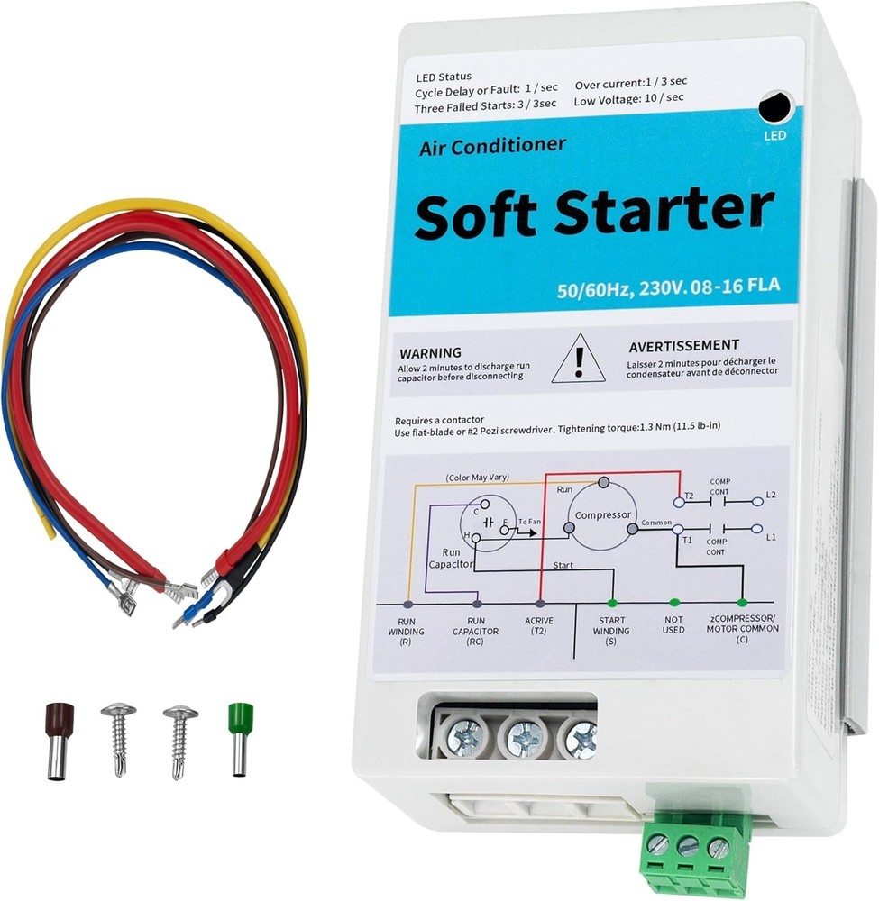 08-16A Air Conditioner Soft Start Kit for Home Use – Fits 1.75-3.5 Ton AC Units,