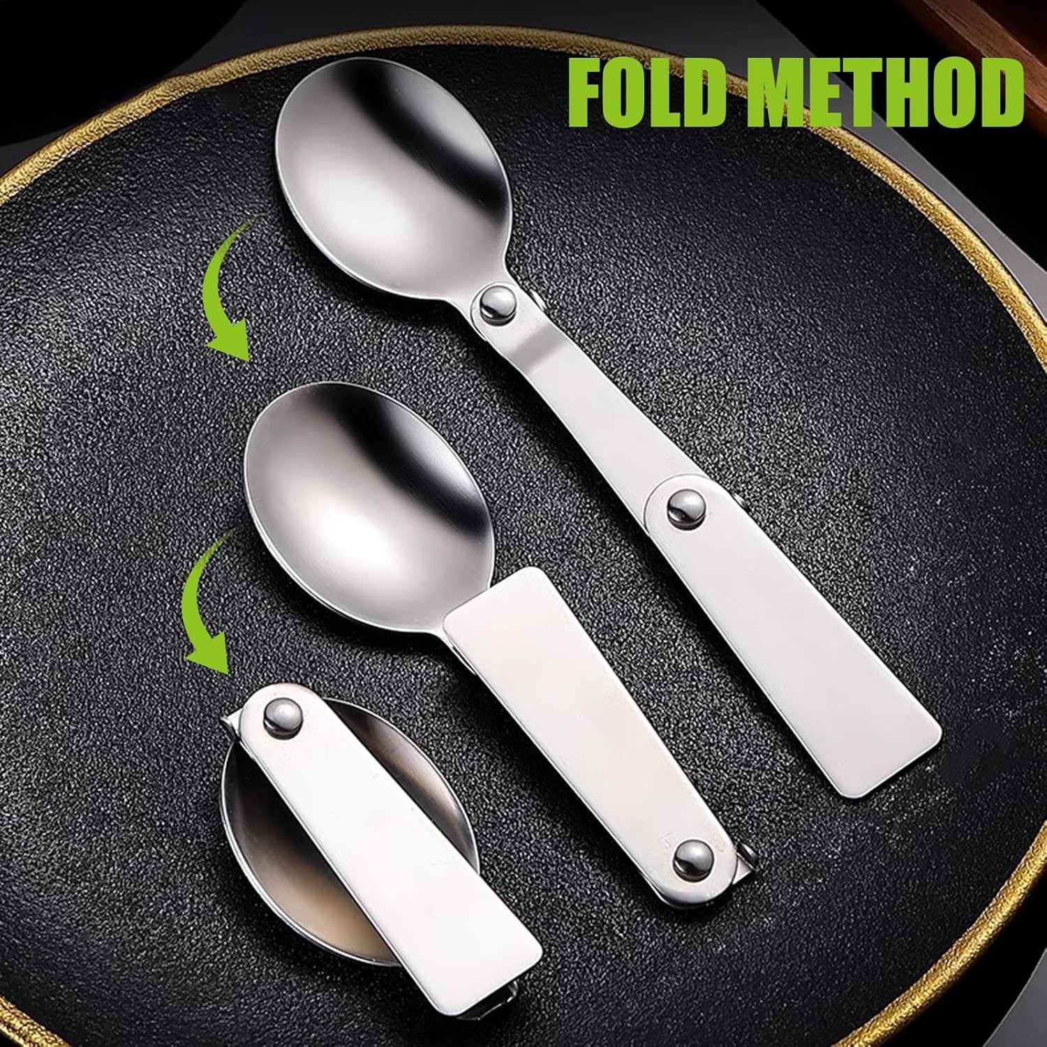 2pcs Folding Spoon & Fork Set Compatible with Thermos Stainless King Travel gallery