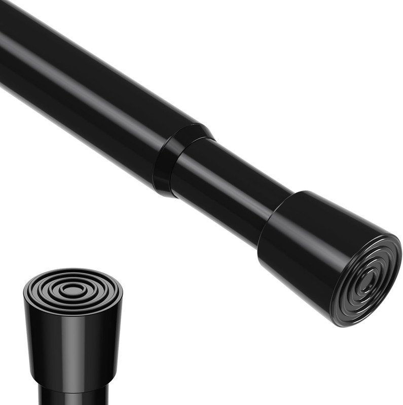 Spring Tension Rod 18-41 Inches No Drilling Adjustable Black Spring Loaded Curta gallery