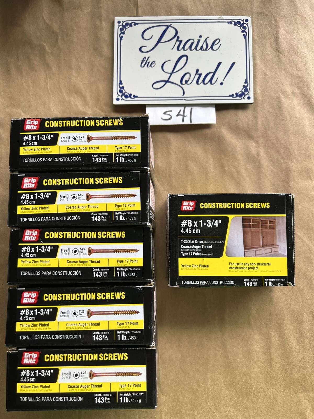 6 Pounds/Boxes Grip Rite #9" x 3" Yellow Zinc Plated Construction Screws 3GCS1 gallery