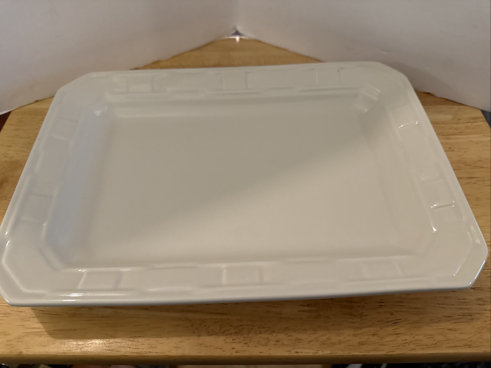 Longaberger Rectangular Pottery Serving Tray Heirloom Ivory 30370 NIB gallery