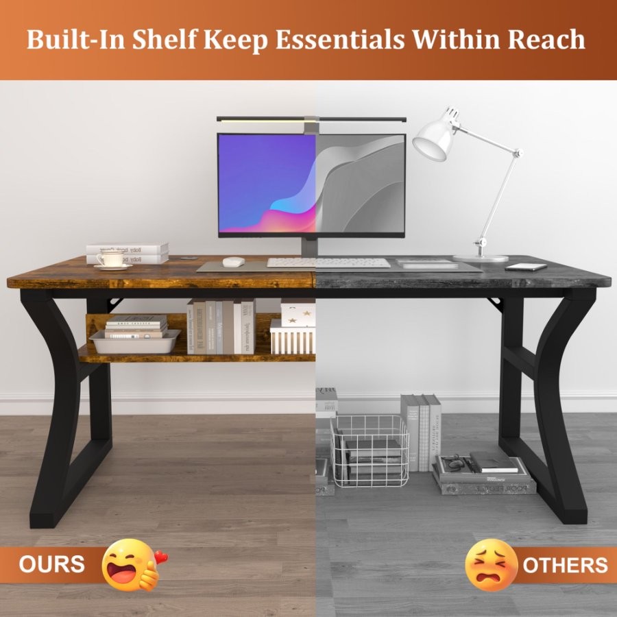 55 Inch Home Office Computer Desk Writing Work Study Table with Reinforcement gallery