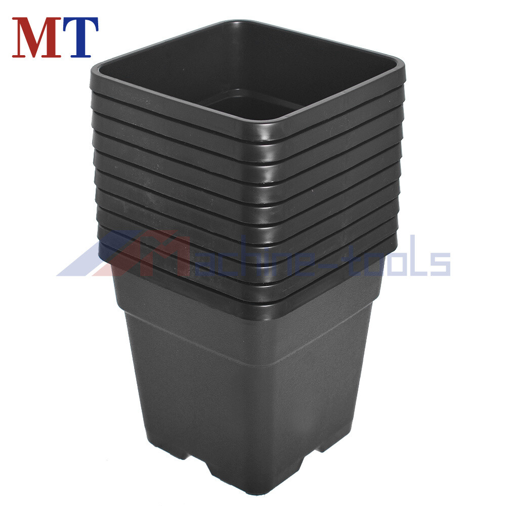 Re-Usable 10 Pack 2 Gallon Square Black Nursery Pot Plastic Plant Flower Pots gallery