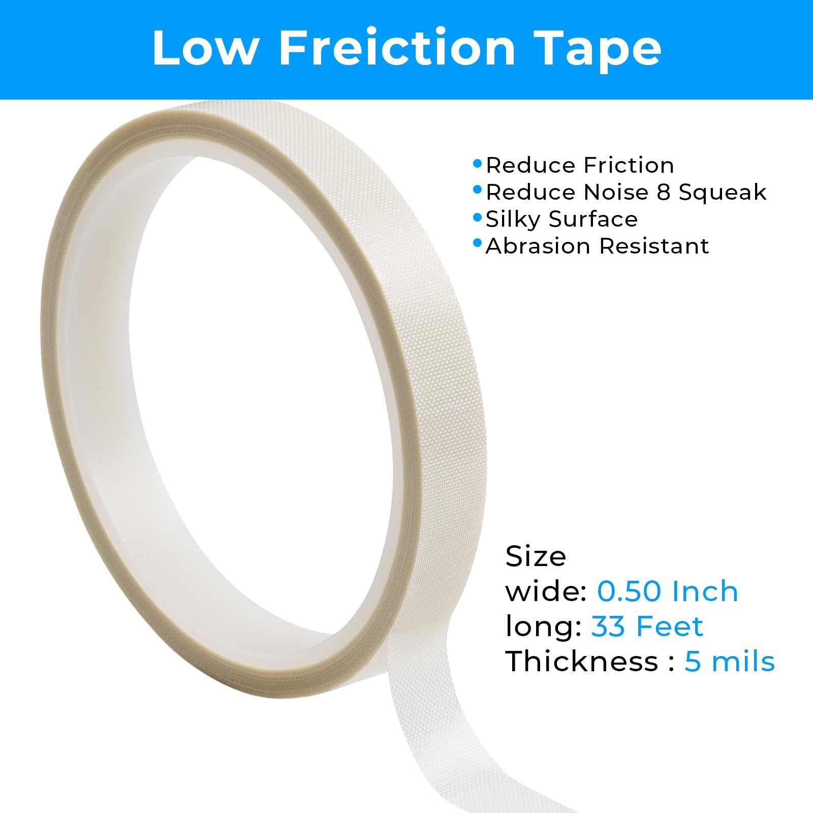 2 Rolls Low Friction Drawer Slide Tape, 1/2 in x 33 Ft, Squeak Resistant, Abr... gallery