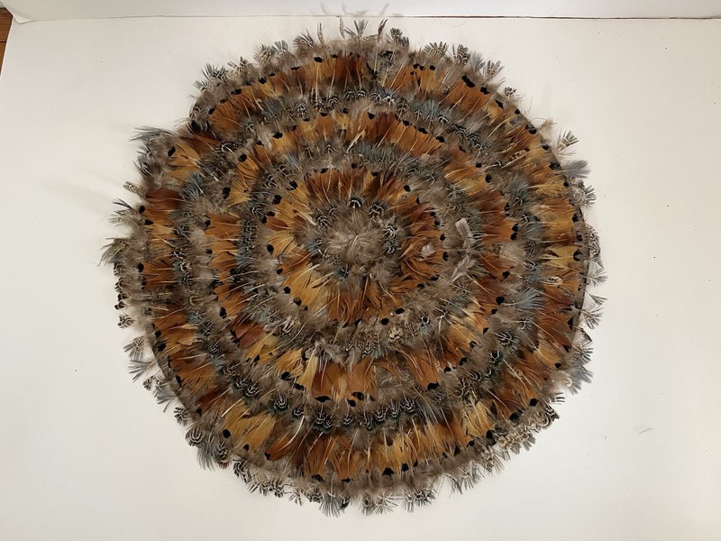 Two 15" Pheasant Feathered Round Natural Placemats Pottery Barn gallery