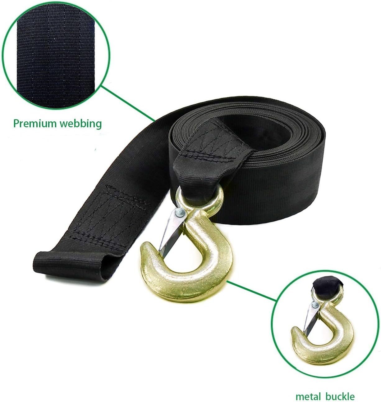 Heavy Duty Winch Strap, Tow Straps with Hook and Loop End for Boat, Trailer, gallery