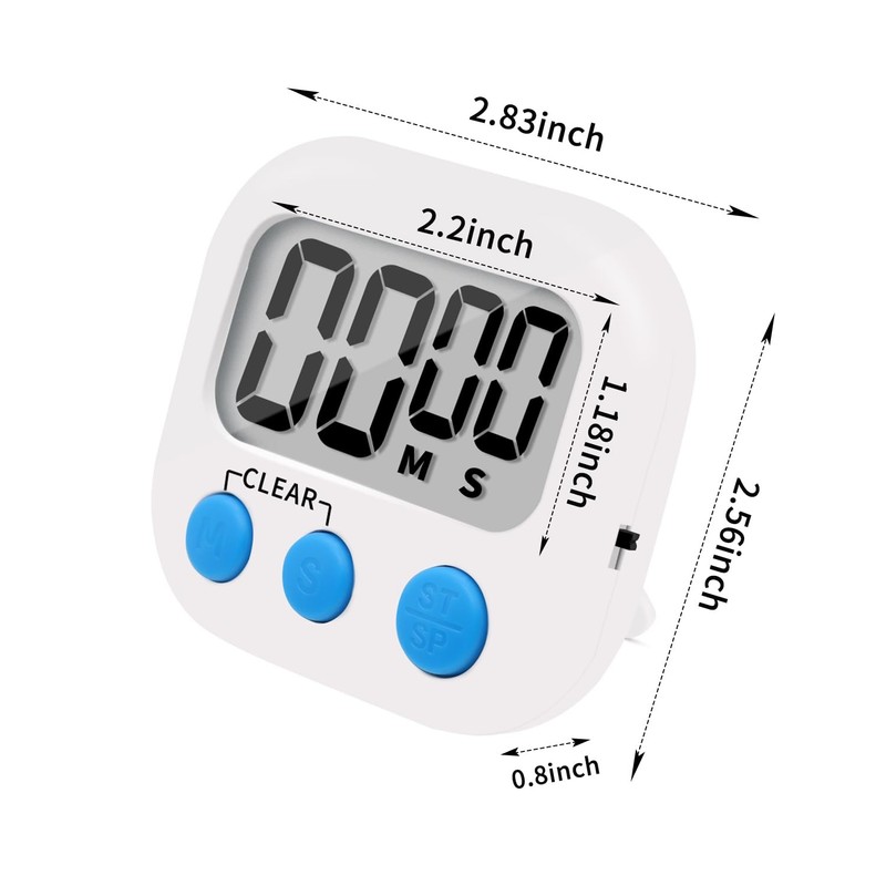 6 Pack Small Digital Kitchen Timer Magnetic Back and ON/Off Switch,Minute Sec... gallery