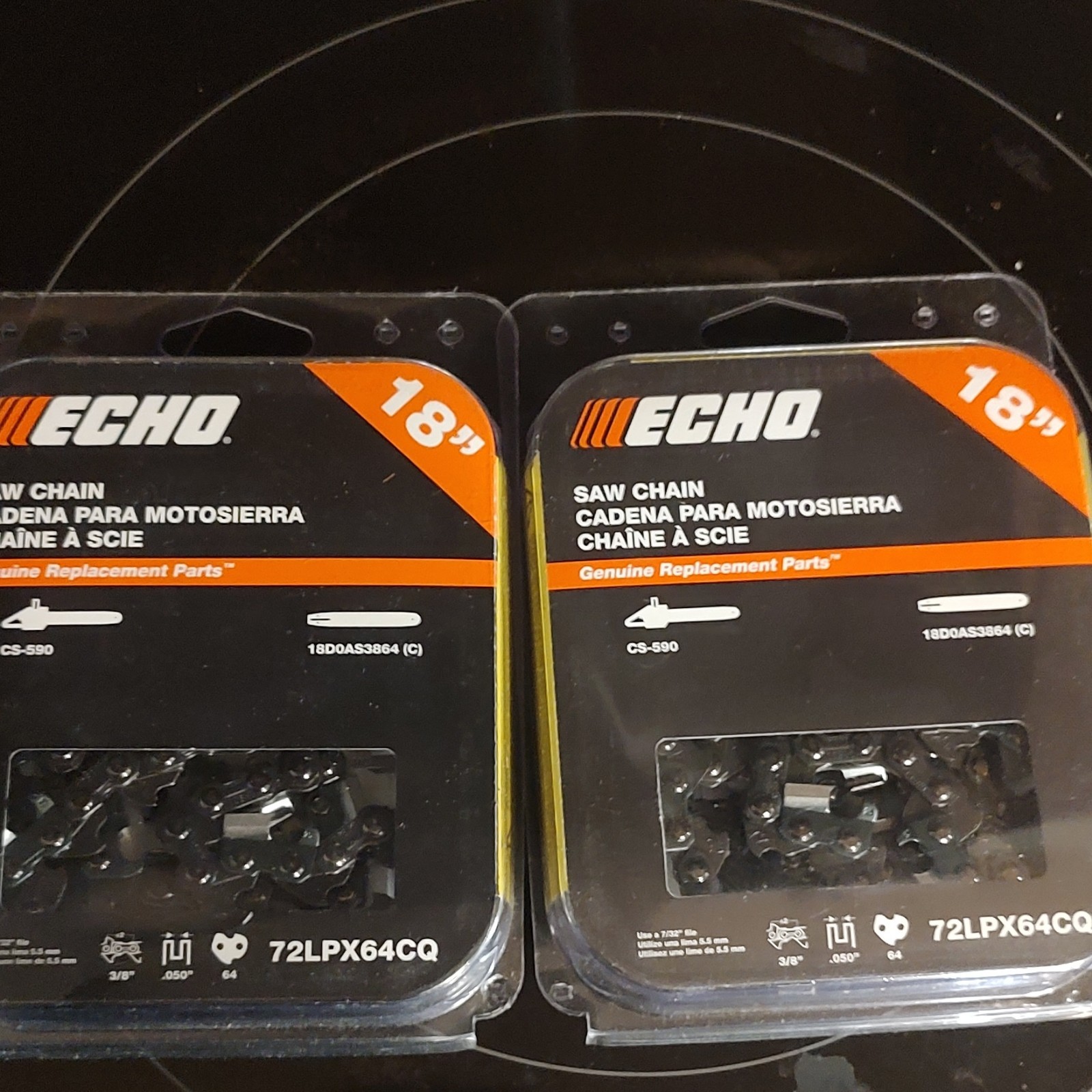 2 Pack Of ECHO 18 in Chainsaw Chain 72LPX64CQ / 18D0AS3864 for ECHO CS-590 gallery