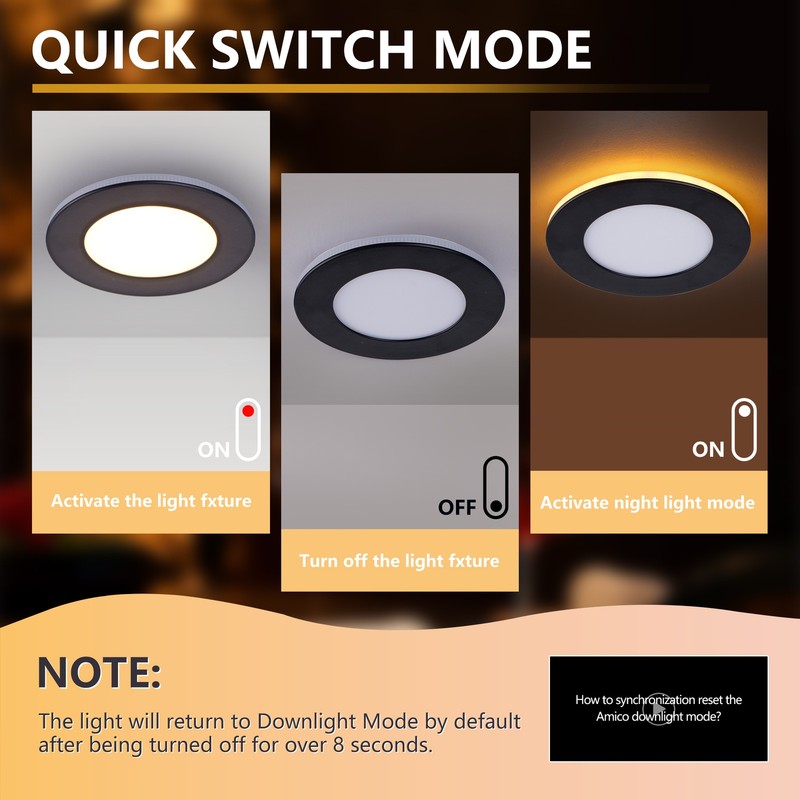 12 Pack 4" LED Recessed Panel Downlight 5CCT Ceiling Light Dimmable Night Light gallery