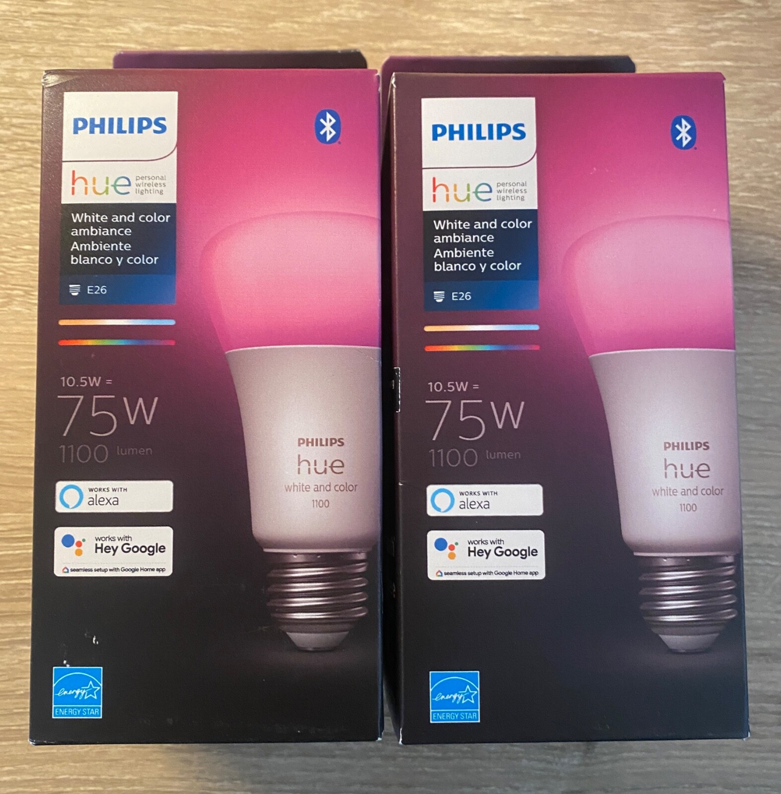 Phillips Hue 75-Watt Equivalent A19 Smart LED Color Changing Light Bulb (2 Pack) gallery