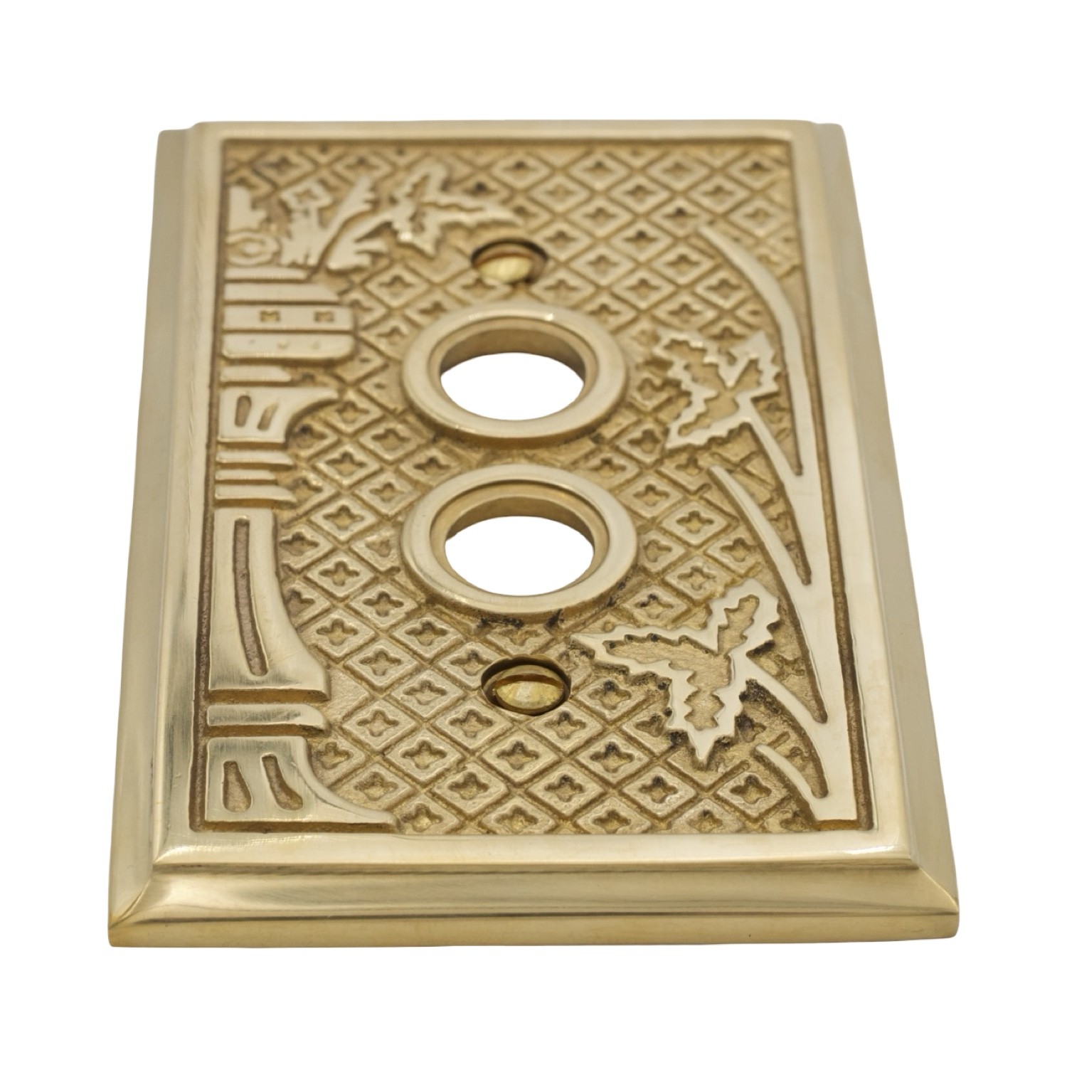 Victorian Style Single Gang Push Button Switch Cover Plate Cast Thick Brass gallery