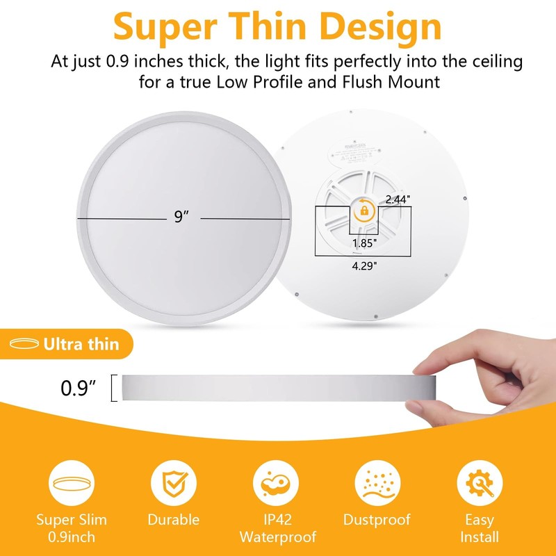 9 Inch LED Flush Mount Ceiling Light 6 Pack - 18W Ultra-Slim 3 Color Options gallery