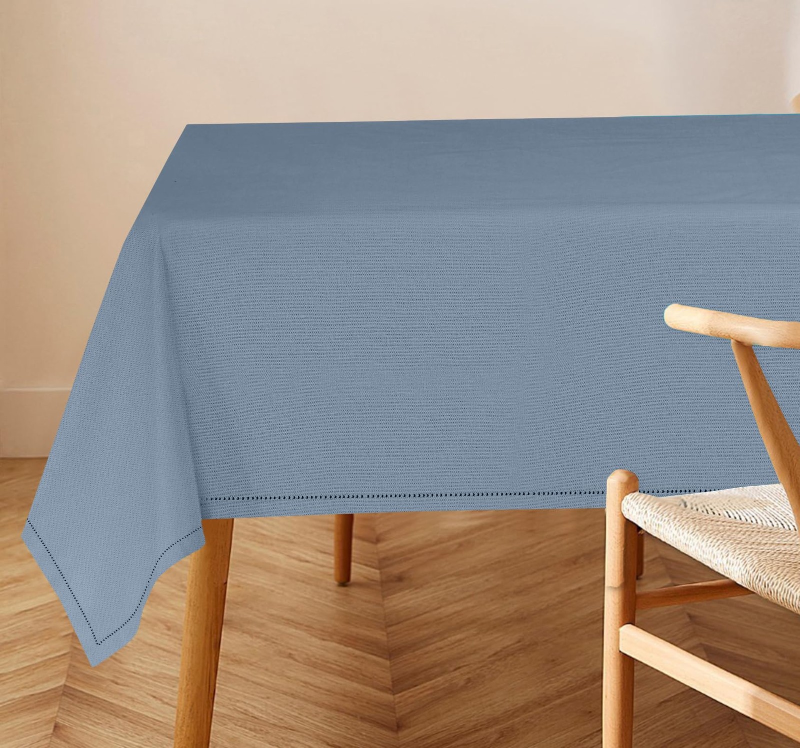 RUVANTI Cotton Linen Table Cloth Rectangle Table 72x54 Inch, Classic Hemstitch, gallery