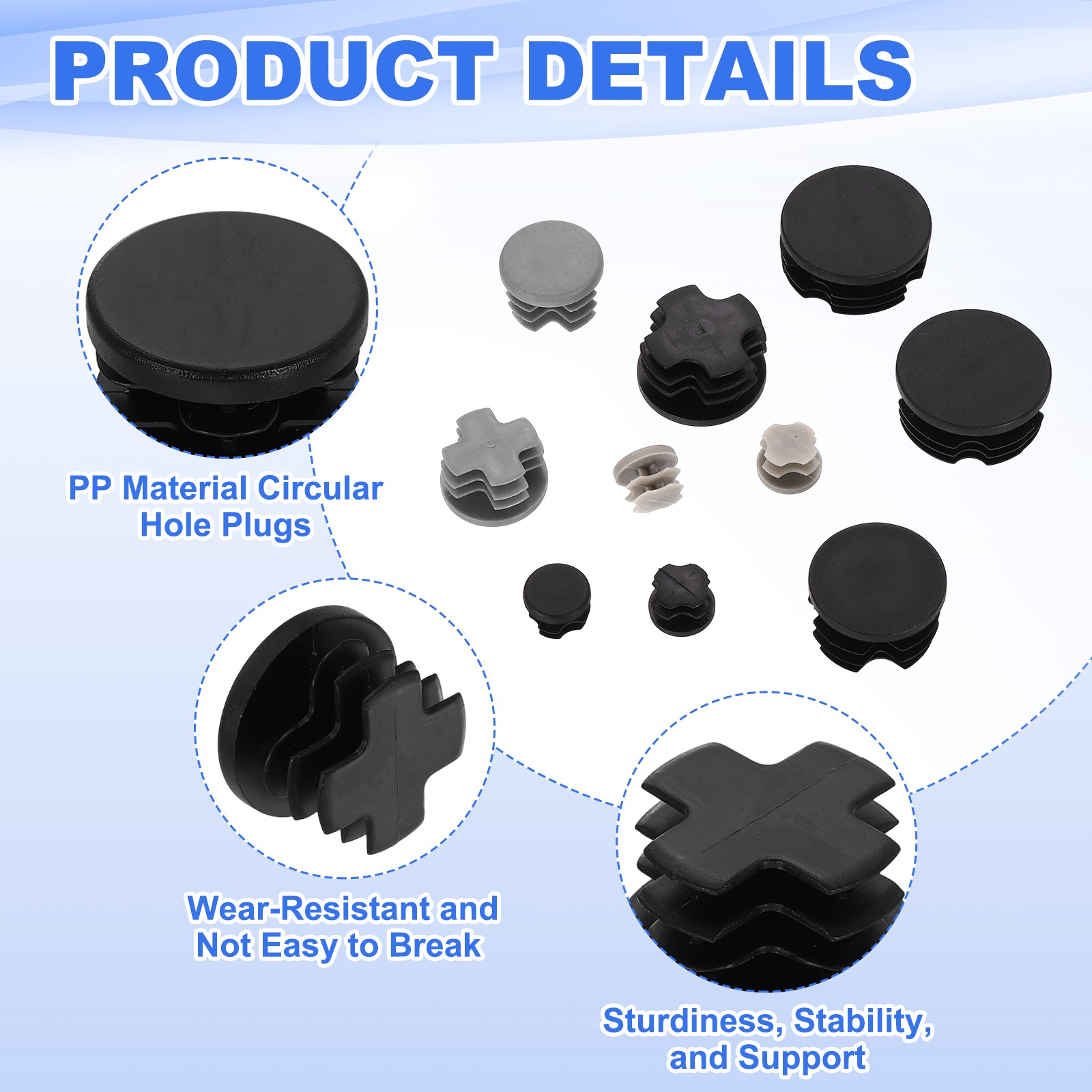 12Pcs 1"(25.4mm) Plastic Hole Plug, Round Tubing End Cap End Inserts, Black gallery