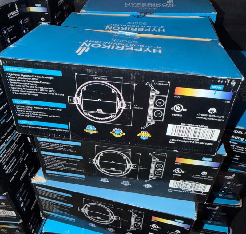 Hyperikon 4" Recessed LED Downlight, J-Box Dimmable 8.5W Crystal White 6 Pack gallery