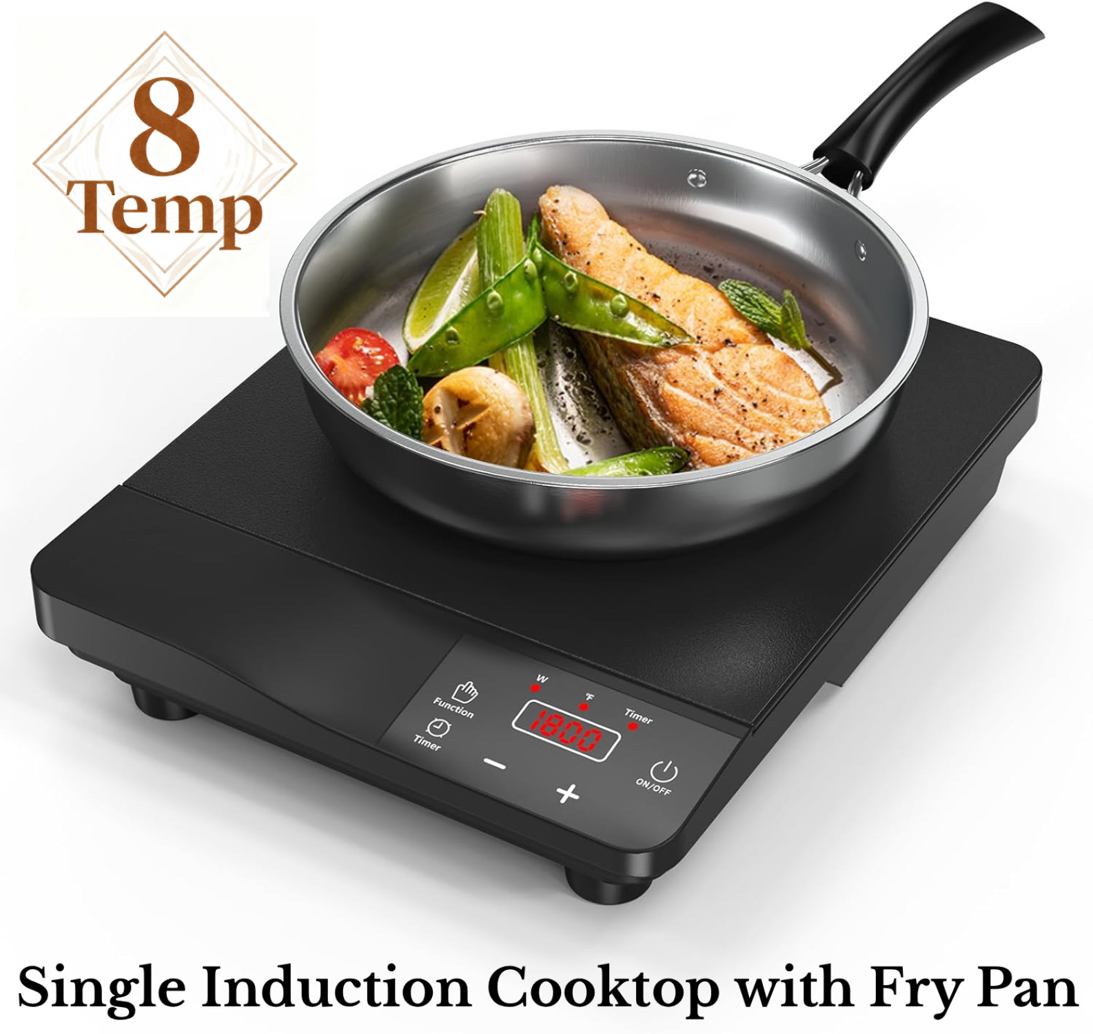 14" Electric Induction Cooktop Single Burner Cooker w/ 10" Fry Pan 1800W 110V gallery