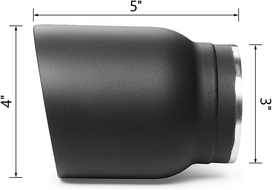 3" Inlet Universal Exhaust Tip, 4" Outlet - 5" Long Double Wall 3“x4"x5" Black gallery