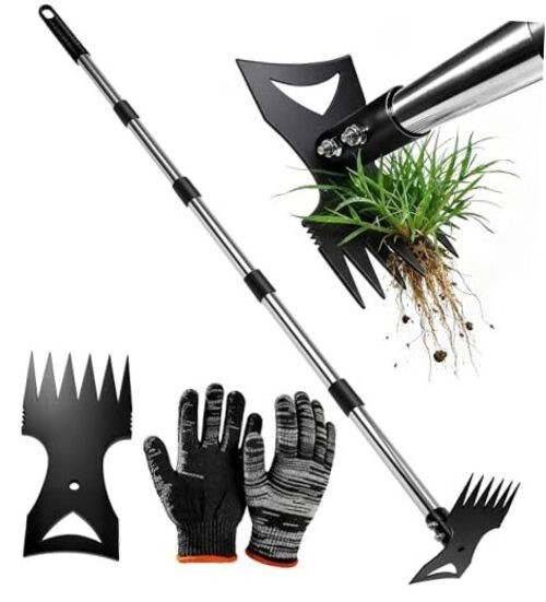 71in Weed Puller Tool with Long Handle, 2 in 1 Adjustable Manual Weeders for gallery
