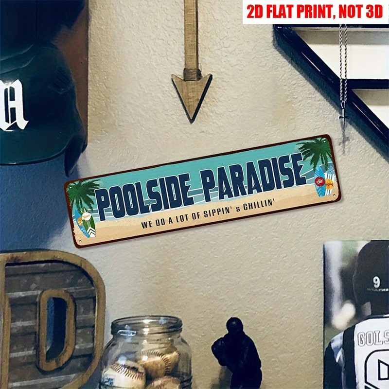 Pool Decor Poolside Paradise Retro Outdoor Metal Tin Sign Coastal Beach Park Bar gallery