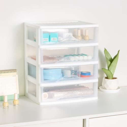Plastic Stackable Storage 4 Drawers Bathroom Makeup 1Pack 4Drawer -Large White gallery