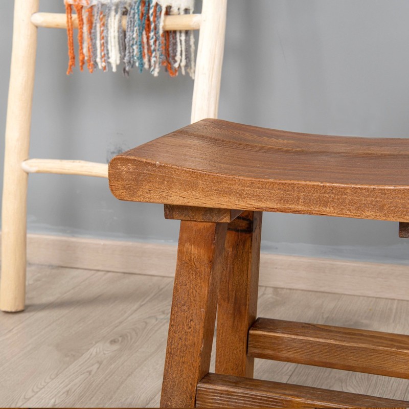Rustic Old Pine Wooden Stool Bench Side Table Farmhouse Bedside Table 18.5" H gallery