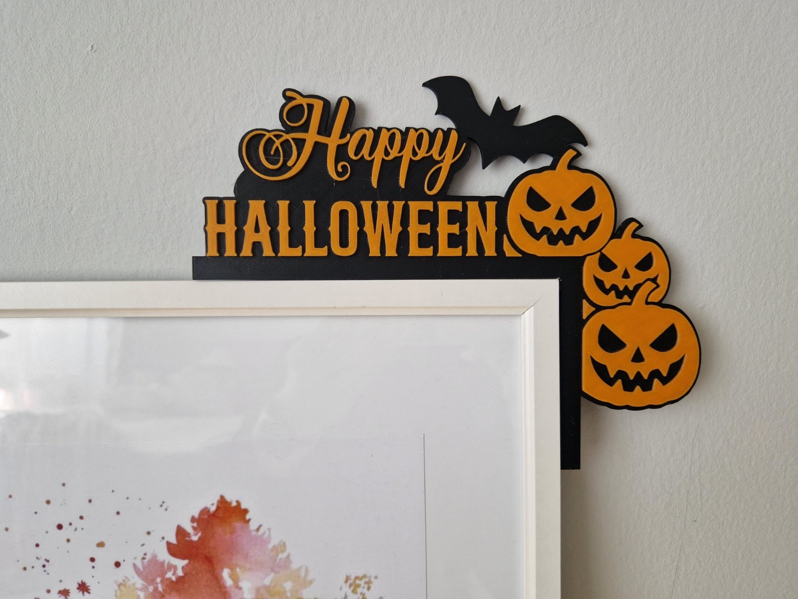 Halloween 3D Printed Frame Decor Happy Haloween Pumpkins Bat 21.5x16.5cm 2025 gallery