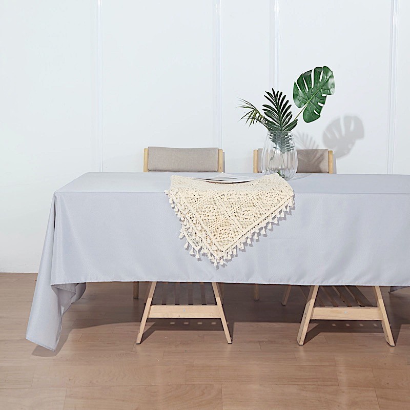 SILVER 72x120 RECTANGLE POLYESTER TABLECLOTH Light Gray Party Catering Linens gallery