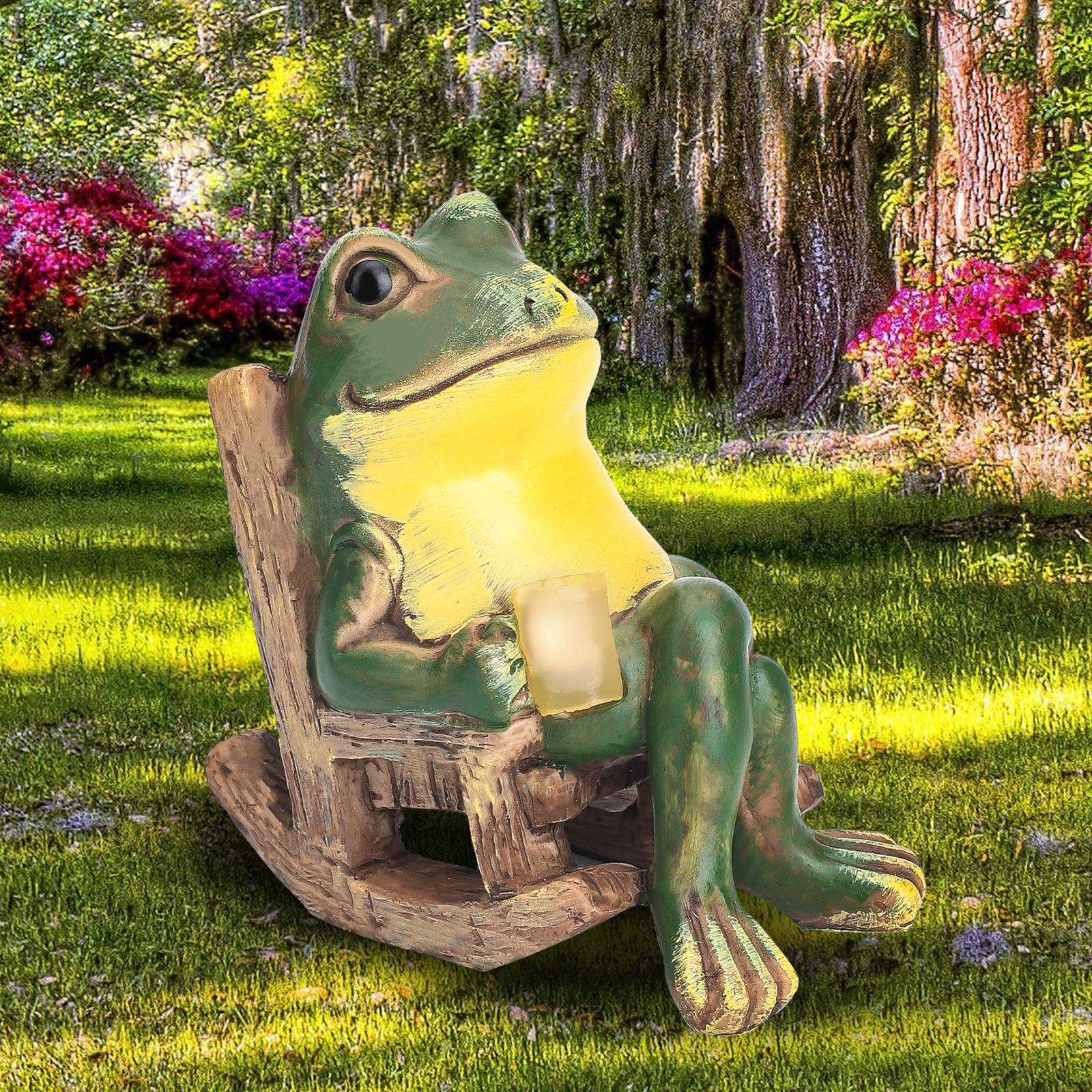 Solar Frog Garden Statue Light Outdoor Figurine Decor Lights Yard Frog Ornament gallery