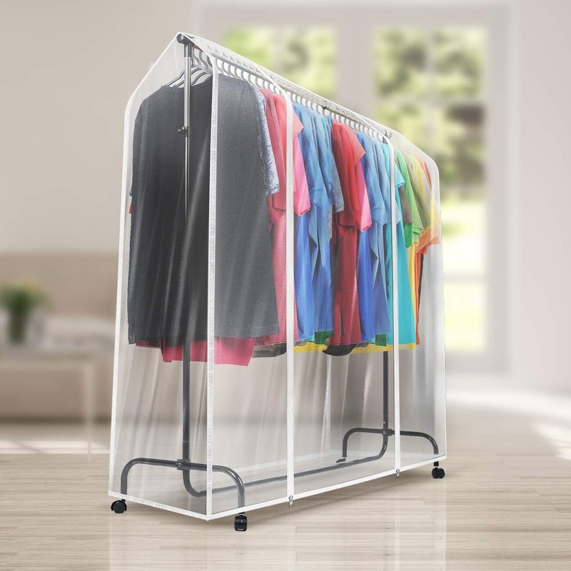 Sorbus 6ft Garment Rack Cover - 2 Pack, Transparent, Dustproof, Waterproof gallery