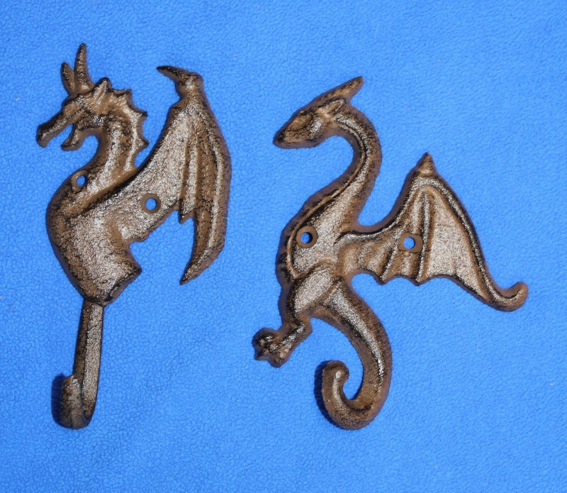 2-DRAGON WALL HOOKS,mythical,folklore, Medieval style,Gothic decor gallery