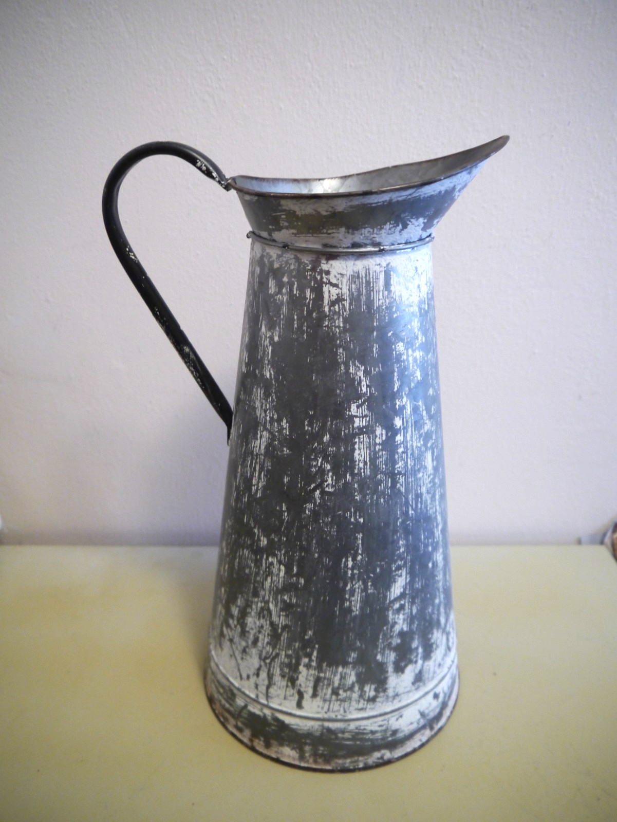 French Watering Can Galvanized Tin, White Washed, 14" high x 8" w gallery