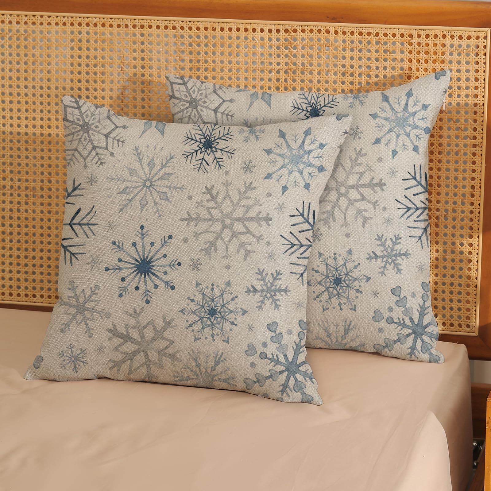 Christmas Pillow Covers 22x22 Inch 2 Pcs Dusty Blue Grey Geometric Snowflake ... gallery