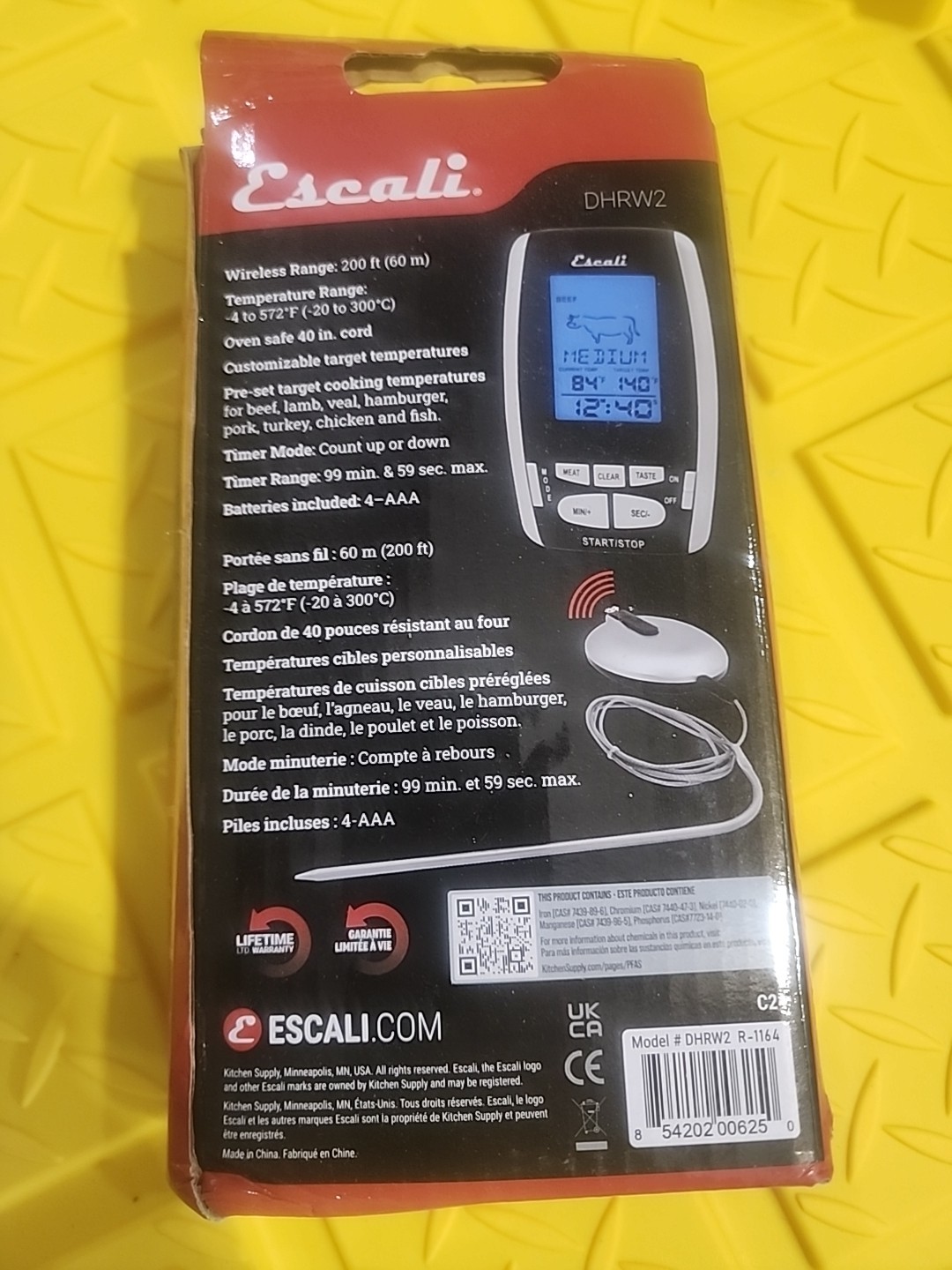Escali Wireless BBQ Thermometer and Timer, 200 Foot Range, Black gallery